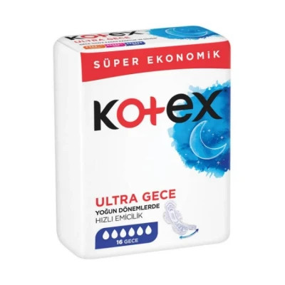 نوار بهداشتی شب مدل ULTRA GECE با قابلیت جذب خیلی بالا بسته 16 عددی کوتکس
