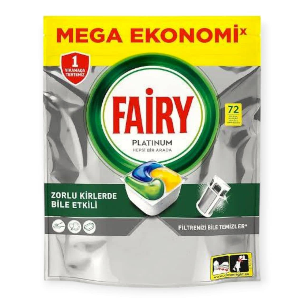 قرص ماشین ظرفشویی فیریFAIRY مدل پلاتینوم Platinum بسته 72 عددی